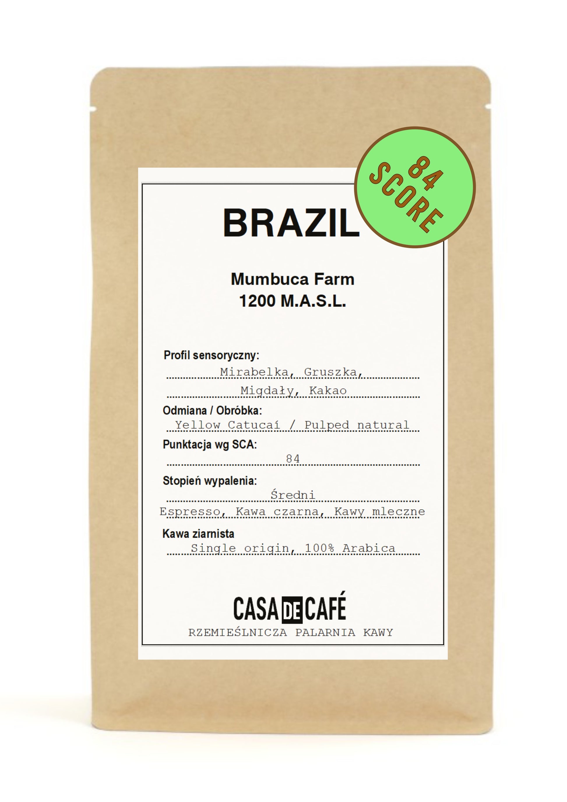 Kawa ziarnista Casa de Café - Brazil Mambuca Farm (84pkt)