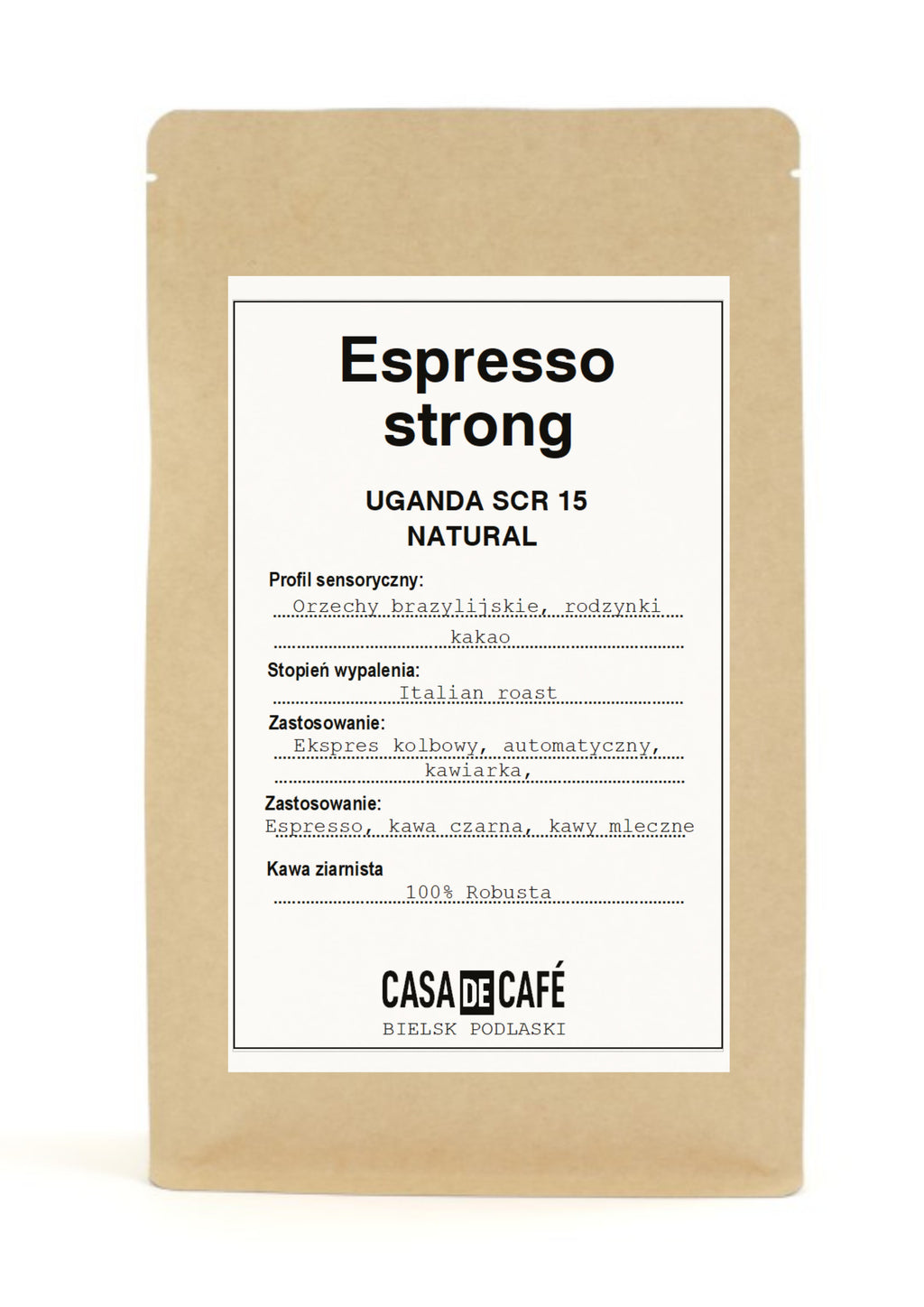 Kawa ziarnista Casa de Café  Espresso Strong / 100% Uganda
