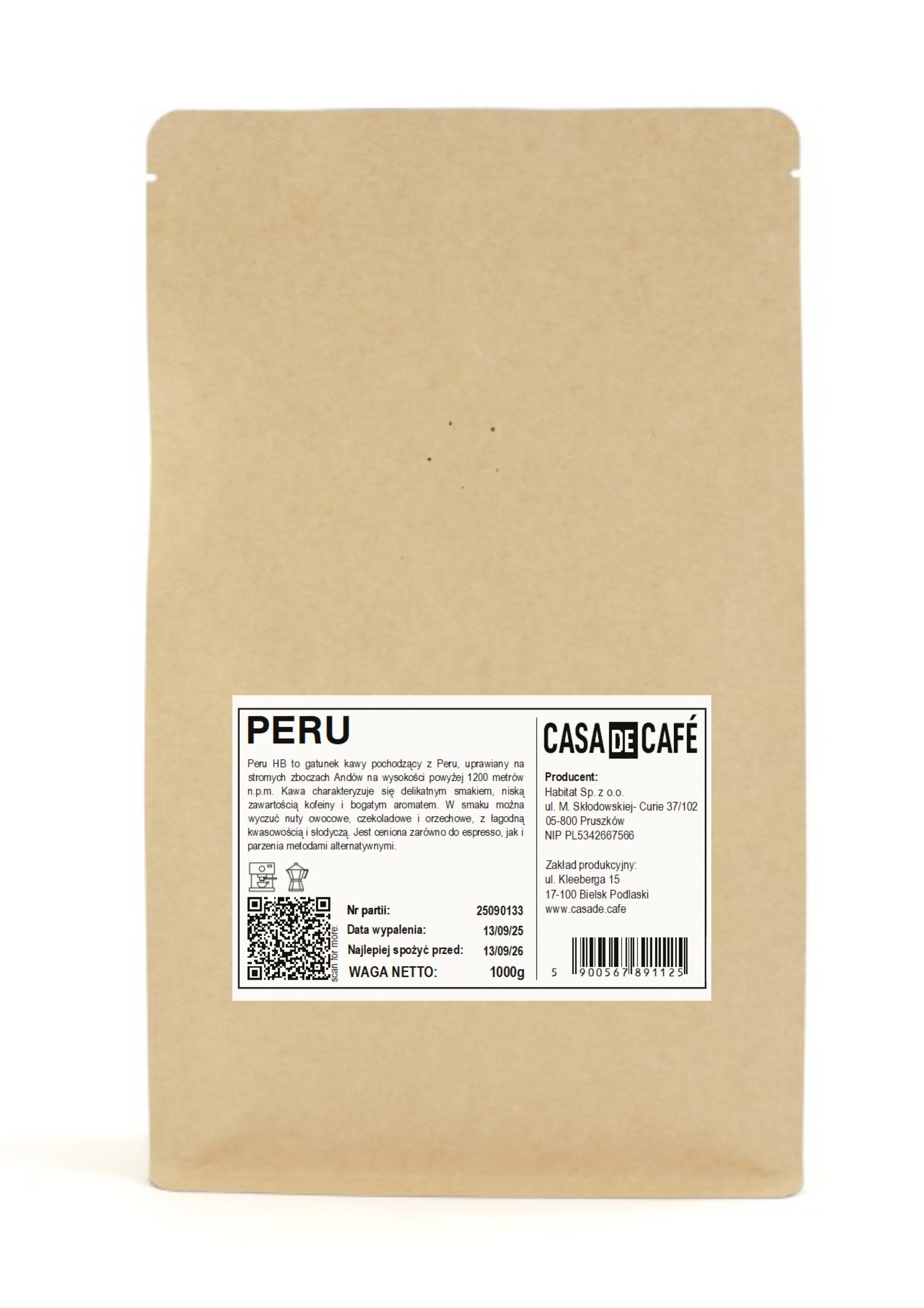 Kawa ziarnista Casa de Café PERU HB